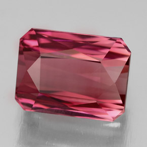 Turmalina rosa natural de 4,61 ct, corte esmeralda, VVS