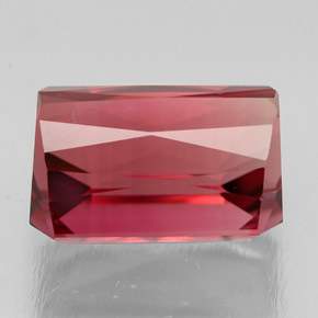 Turmalina rosa natural de 4,61 ct, corte esmeralda, VVS