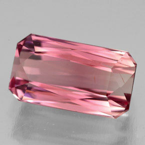Turmalina rosa natural de 5,13 ct, corte esmeralda, VVS