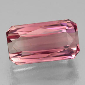 Turmalina rosa natural de 5,13 ct, corte esmeralda, VVS