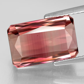 Turmalina bicolor natural de 6,72 ct, corte esmeralda, VVS