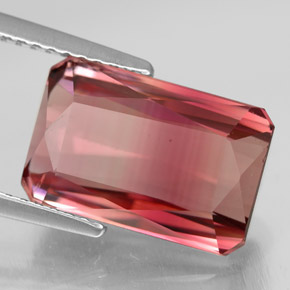 Turmalina bicolor natural de 6,72 ct, corte esmeralda, VVS