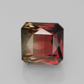 Turmalina bicolor natural de 5,28 ct, corte esmeralda, IF