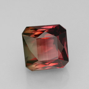 Turmalina bicolor natural de 5,28 ct, corte esmeralda, IF