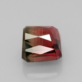 Turmalina bicolor natural de 5,28 ct, corte esmeralda, IF
