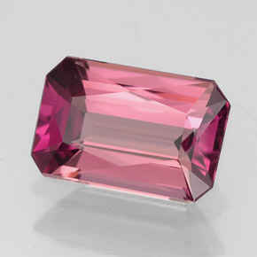 Turmalina rosa natural de 2,55 ct, corte esmeralda, VVS-VS