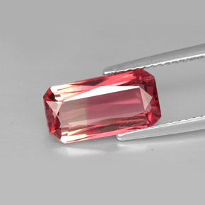 Turmalina bicolor natural de 3,09 ct, corte esmeralda, VVS-VS