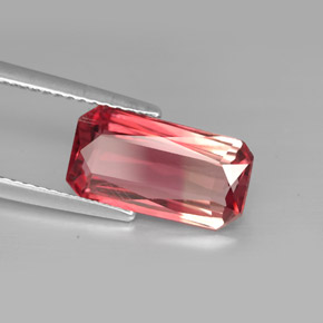 Turmalina bicolor natural de 3,09 ct, corte esmeralda, VVS-VS