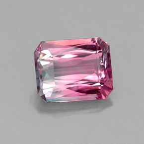 Turmalina multicolor natural de 1,71 ct, corte esmeralda, VS