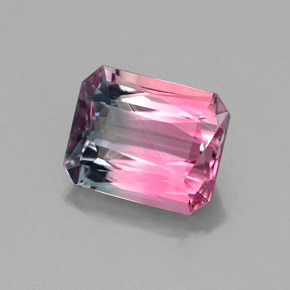 Turmalina multicolor natural de 1,71 ct, corte esmeralda, VS