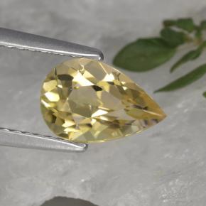 Turmalina amarillo natural de 1,44 ct, en forma de pera, VVS-VS