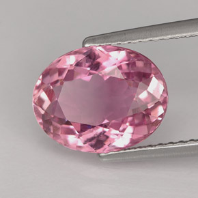 Turmalina rosa natural de 3,41 ct, corte óvalo, VS-SI