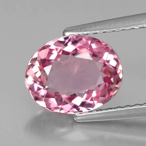 Turmalina rosa natural de 1,86 ct, corte óvalo, VS-SI