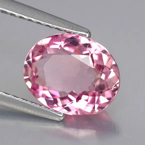Turmalina rosa natural de 1,86 ct, corte óvalo, VS-SI