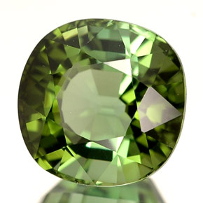 Turmalina verde natural de 2,98 ct, corte cojín, IF