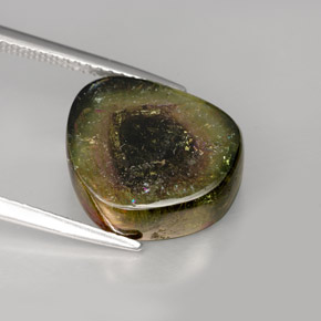 Turmalina multicolor natural de 9,19 ct, forma elegante, transparente