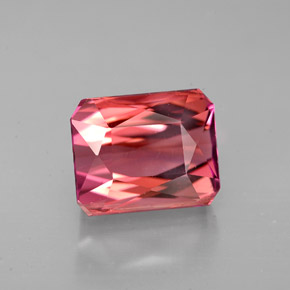 Turmalina rosa natural de 4,93 ct, corte esmeralda, VVS