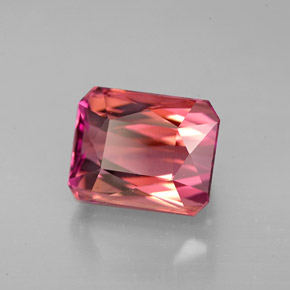 Turmalina rosa natural de 4,93 ct, corte esmeralda, VVS