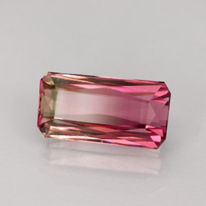 Turmalina bicolor natural de 2,89 ct, corte esmeralda, VS