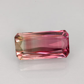 Turmalina bicolor natural de 2,89 ct, corte esmeralda, VS