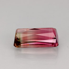 Turmalina bicolor natural de 2,89 ct, corte esmeralda, VS