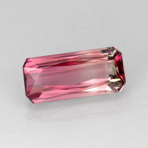 Turmalina bicolor natural de 2,81 ct, corte esmeralda, VVS-VS