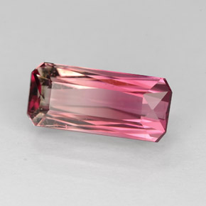 Turmalina bicolor natural de 2,81 ct, corte esmeralda, VVS-VS