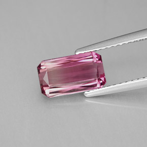 Turmalina rosa natural de 1,97 ct, corte esmeralda, VVS