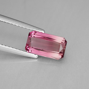Turmalina rosa natural de 1,97 ct, corte esmeralda, VVS