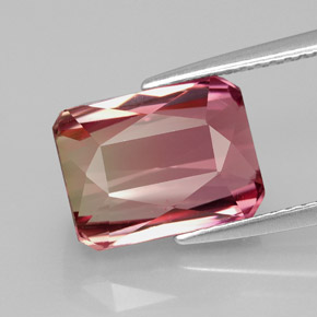 Turmalina bicolor natural de 5,54 ct, corte esmeralda, IF