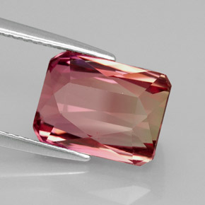 Turmalina bicolor natural de 5,54 ct, corte esmeralda, IF