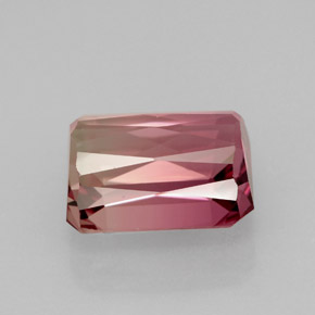 Turmalina bicolor natural de 5,54 ct, corte esmeralda, IF