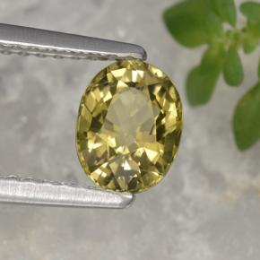 Turmalina amarillo natural de 0,92 ct, corte óvalo, VVS-VS