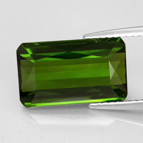 Turmalina verde natural de 5,57 ct, corte esmeralda, VVS