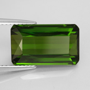 Turmalina verde natural de 5,57 ct, corte esmeralda, VVS