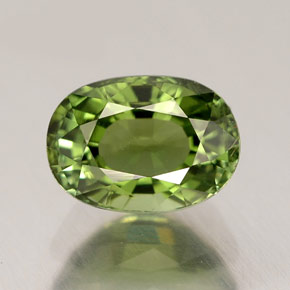 Turmalina verde natural de 1,09 ct, corte óvalo, VVS