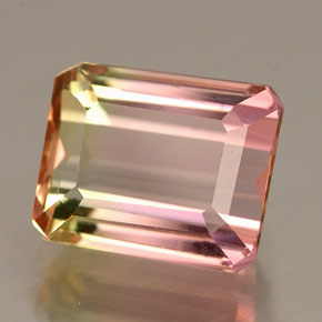 Turmalina multicolor natural de 2,00 ct, corte esmeralda, VVS