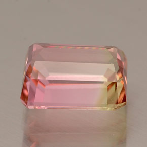 Turmalina multicolor natural de 2,00 ct, corte esmeralda, VVS