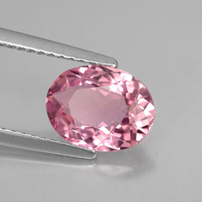 Turmalina rosa natural de 1,83 ct, corte óvalo, VVS