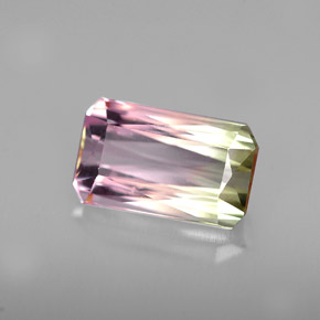 Turmalina multicolor natural de 2,76 ct, corte esmeralda, VVS