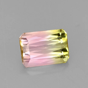 Turmalina multicolor natural de 1,86 ct, corte esmeralda, VVS