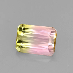 Turmalina multicolor natural de 1,86 ct, corte esmeralda, VVS