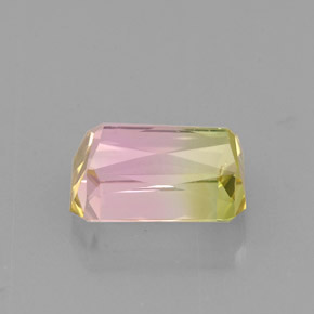 Turmalina multicolor natural de 1,86 ct, corte esmeralda, VVS