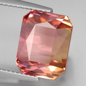 Turmalina multicolor natural de 10,15 ct, corte esmeralda, IF