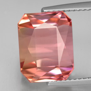 Turmalina multicolor natural de 10,15 ct, corte esmeralda, IF