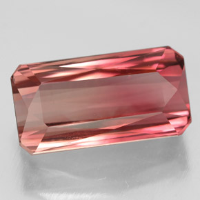 Turmalina rosa natural de 6,88 ct, corte esmeralda, VVS