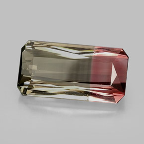 Turmalina bicolor natural de 12,56 ct, corte esmeralda, VVS-VS