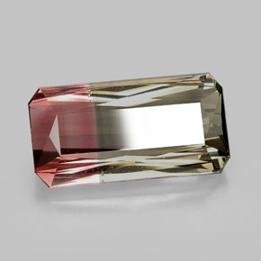 Turmalina bicolor natural de 12,56 ct, corte esmeralda, VVS-VS