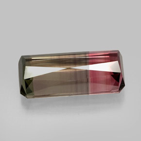 Turmalina bicolor natural de 12,56 ct, corte esmeralda, VVS-VS