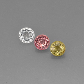 Gemas de turmalina multicolor natural de  ct, corte redondo, VVS-VS